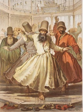 romantische romantik Ölbilder verkaufen - Dancing Derwis in Galata Mawlawi Haus Amadeo Preziosi Neoklassizismus Romantik